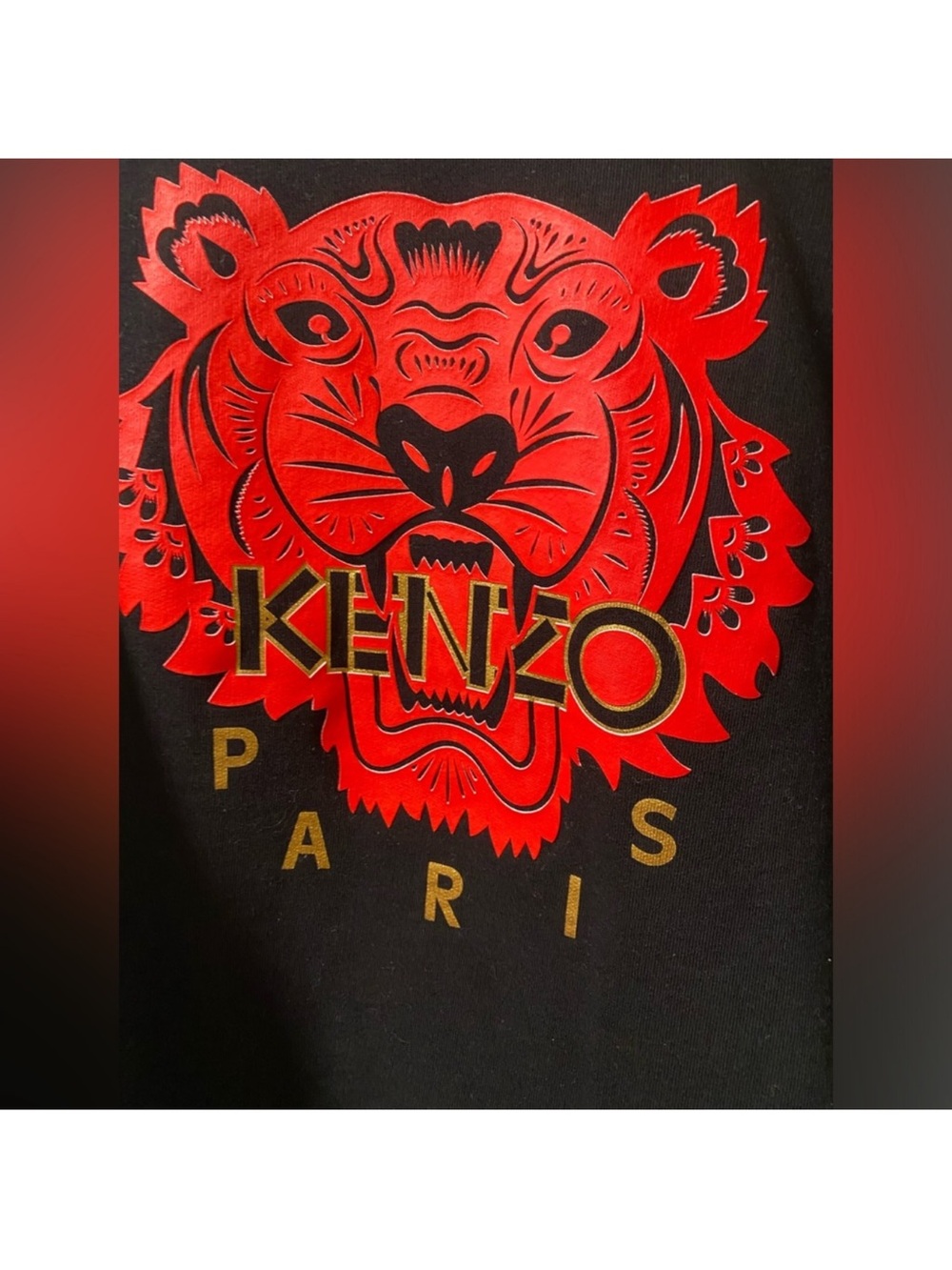 Kenzo Black Crewneck with Red Tiger Graphic and Gold Lettering - Picture 2 of 5